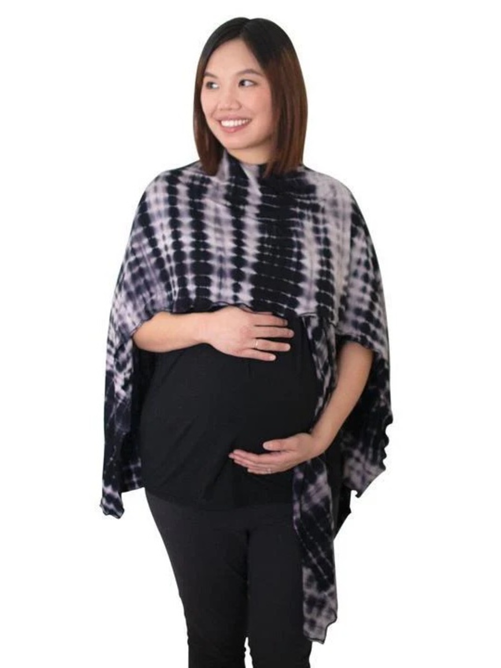 Tie-Dye Nursing Poncho in Black and White